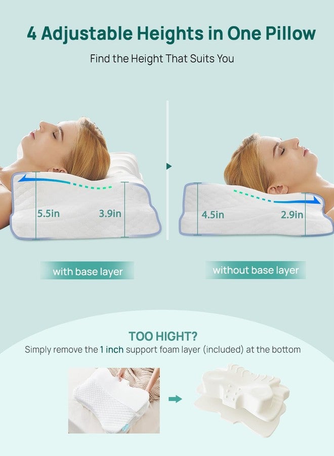 Releep Adjustable Neck Pillow, Contour Neck Support Pillow, Memory Foam Bed Pillow for Back Stomach Sleeper, White - Image 3