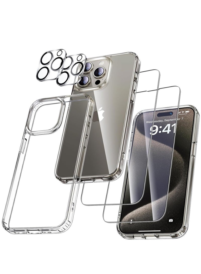 ELTRAZONE for iPhone 15 Pro Max Case Shockproof [Military Grade Protection ] [Non Yellowing] 2 Pcs Lens Protector+2 Screen Protector Protection - Image 1