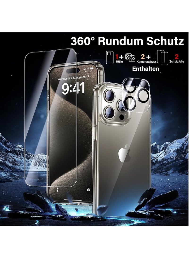 ELTRAZONE for iPhone 15 Pro Max Case Shockproof [Military Grade Protection ] [Non Yellowing] 2 Pcs Lens Protector+2 Screen Protector Protection - Image 2