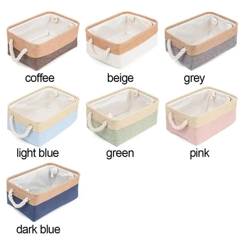 Kuber Industries Kuber Industries 3 Piece Foldable Storage Basket With Handle3 Stackable Sizes Storage OrganizerIdol For Home Dcor Storing Toys Kids Clothes KhakiBlue  - Image 5