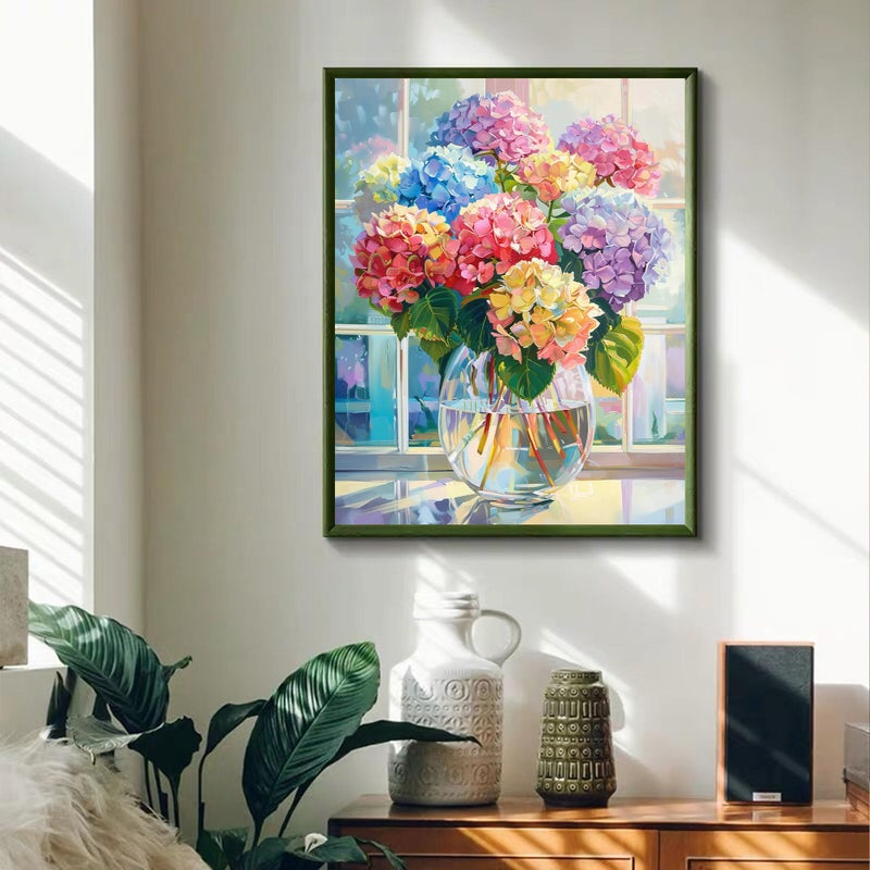 Ohhvvow Hydrangea Flower Diamond Art Painting Kits for Adults, 12x16 Inch 5D Full Drill Round Diamond Dots Paintings for Beginners Gem Art Painting Kits DIY Crafts - Image 2