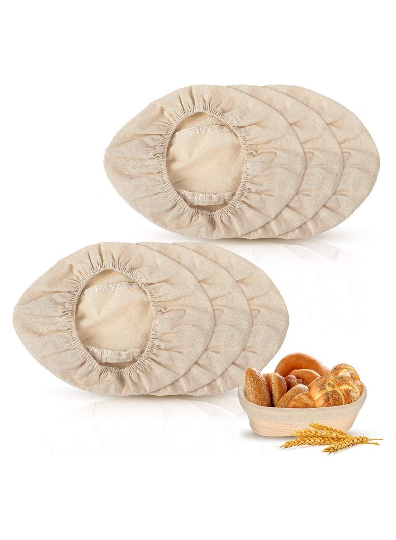 6 Pieces 10 Inch Oval Shape Bread Proofing Basket Cover Natural Rattan Baking Dough Sourdough  Proofing Basket Cloth Liner - Image 1