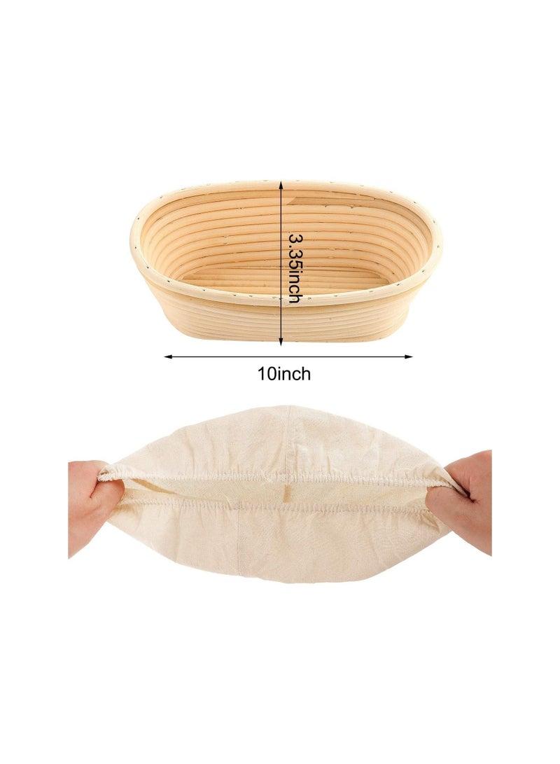 6 Pieces 10 Inch Oval Shape Bread Proofing Basket Cover Natural Rattan Baking Dough Sourdough  Proofing Basket Cloth Liner - Image 3