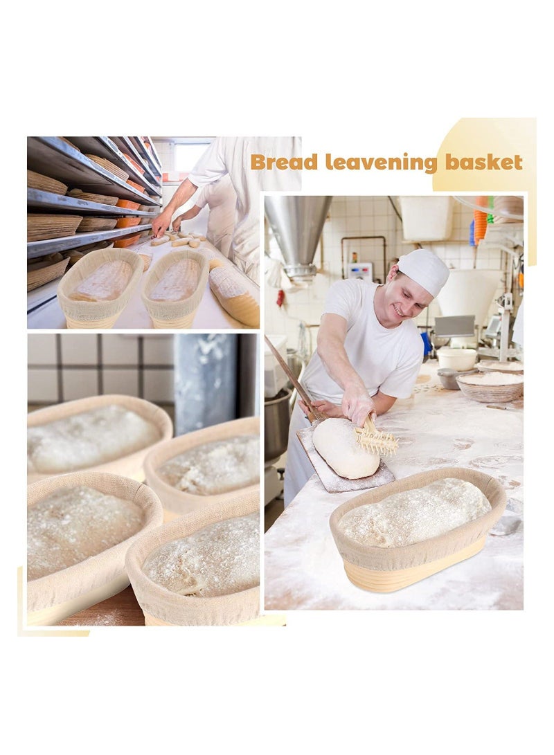 6 Pieces 10 Inch Oval Shape Bread Proofing Basket Cover Natural Rattan Baking Dough Sourdough  Proofing Basket Cloth Liner - Image 4
