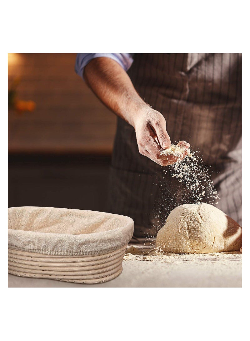 6 Pieces 10 Inch Oval Shape Bread Proofing Basket Cover Natural Rattan Baking Dough Sourdough  Proofing Basket Cloth Liner - Image 5