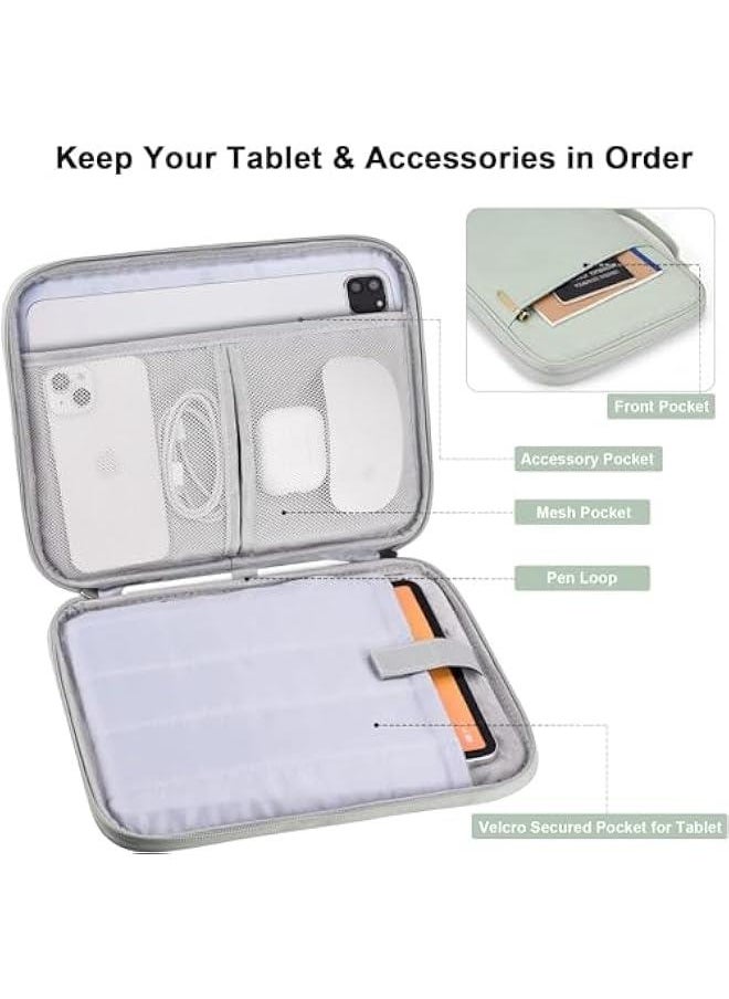 HOOKOR iPad Carrying Case, Padded Protective Travel Tablet Sleeve Bag for iPad Pro 11, iPad 10.9 (10th Gen), iPad Air (5/4th Gen), Galaxy Tab S9/S8 (Green, 12-13 Inch)  - Image 3