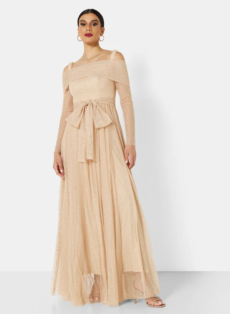 House of Moda Textured Tulle Maxi Dress