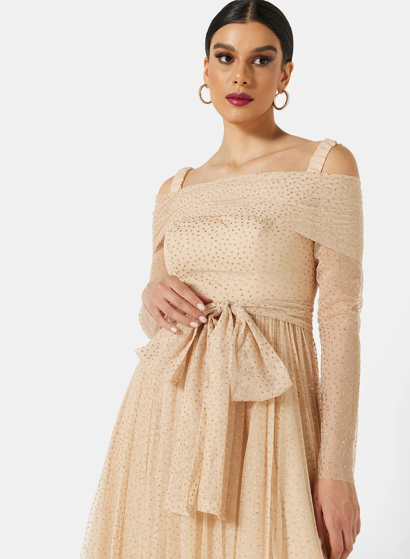 House of Moda Textured Tulle Maxi Dress