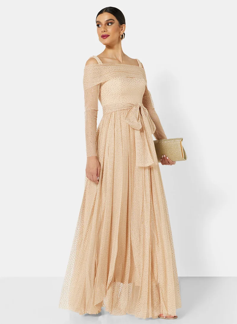 House of Moda Textured Tulle Maxi Dress