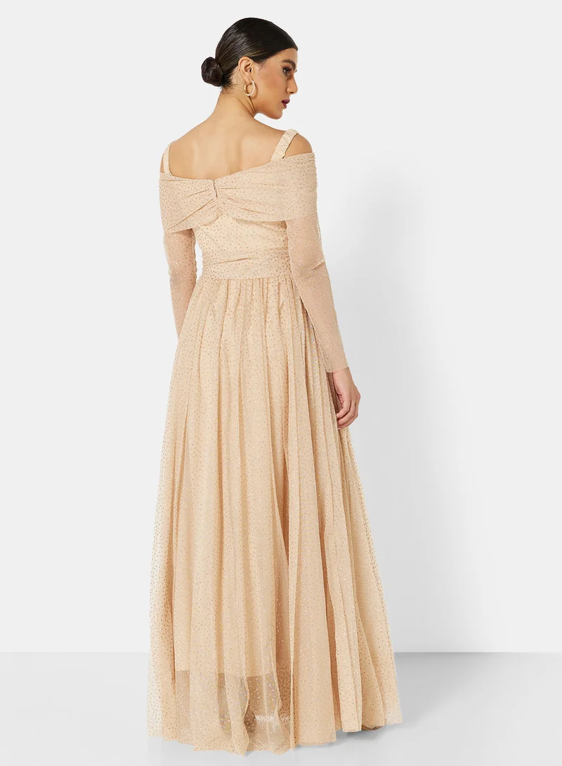 House of Moda Textured Tulle Maxi Dress
