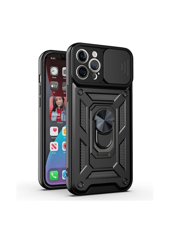 Generic Case Cover For iPhone 11 Pro Max Sliding Camera Cover Design TPU+PC Protective Case Black 