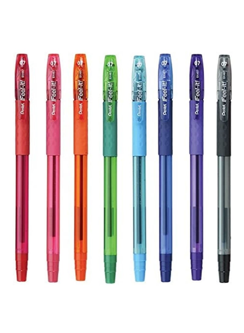 Pentel 8-Piece Ifeel-It Ballpoint Pen 0.7mm Tip Multicolour - Image 1