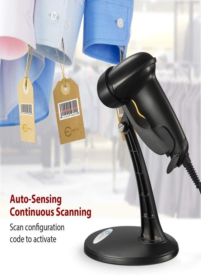 Esky Barcode Scanner with Stand, 2 Pack Wired Handheld Bar Code Scanner, Esky Automatic 1D Laser Scanner Support Windows/Mac/Linux for Store, Supermarket, Warehouse, Library Book - Image 4