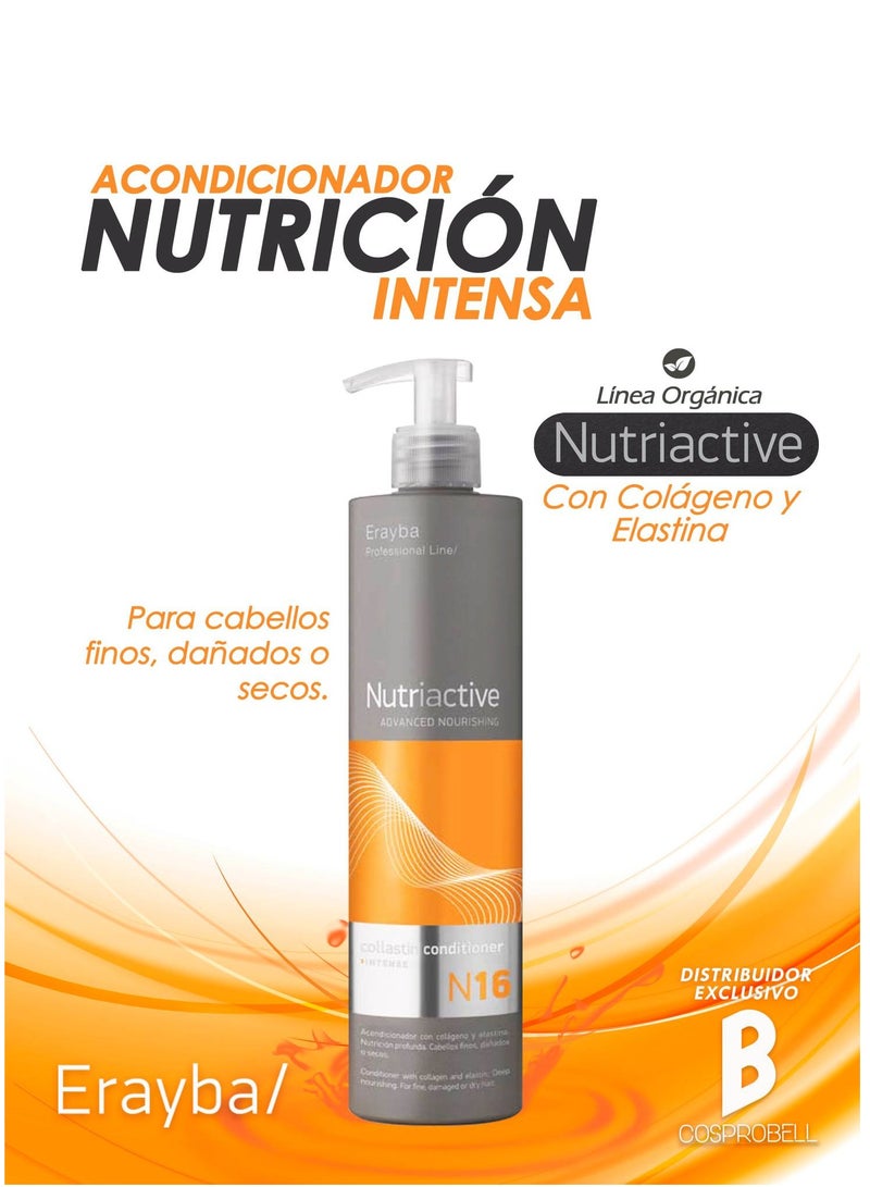 Erayba Nutriactive set, Nourishing and moisturizing with Collagen and Elastin for Brittle, Damaged and dry hair, Shampoo 500 ml, Conditioner 500 ml, N18 Colastin Conditioner, two phases 500 ml - Image 3