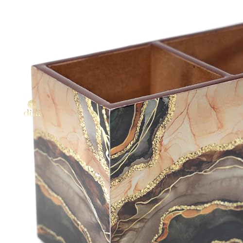 DULI Multipurpose Stand, Cutlery Holder, Spoon Stand, Table Organizer with 2 Sections, Chammach Stand (10cm x 15cm) (MCDPSDbl- Marble) - Image 3