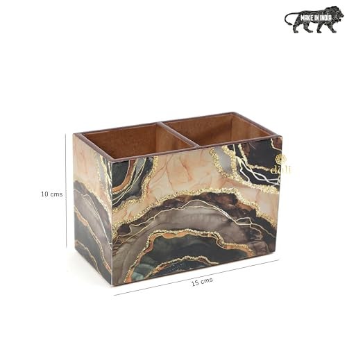 DULI Multipurpose Stand, Cutlery Holder, Spoon Stand, Table Organizer with 2 Sections, Chammach Stand (10cm x 15cm) (MCDPSDbl- Marble) - Image 4