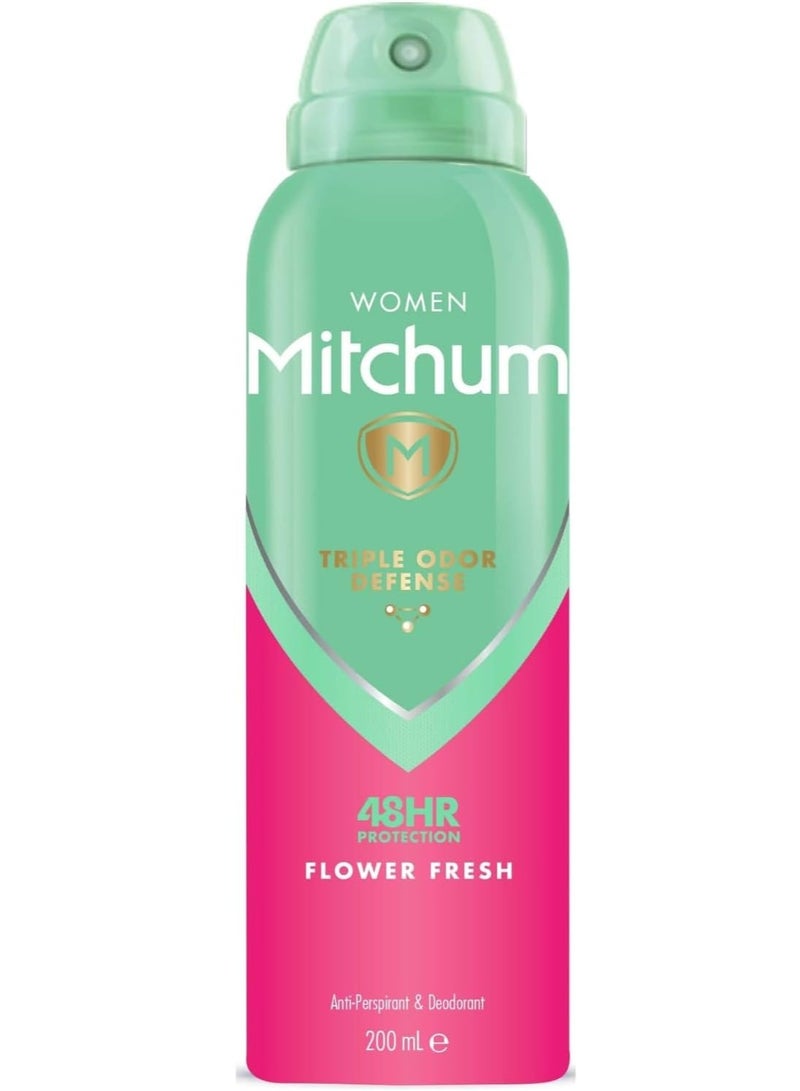 Mitchum Women Triple Odor Defense 48HR Protection Flower Fresh Antiperspirant And Deodorant 200 ML - Image 1