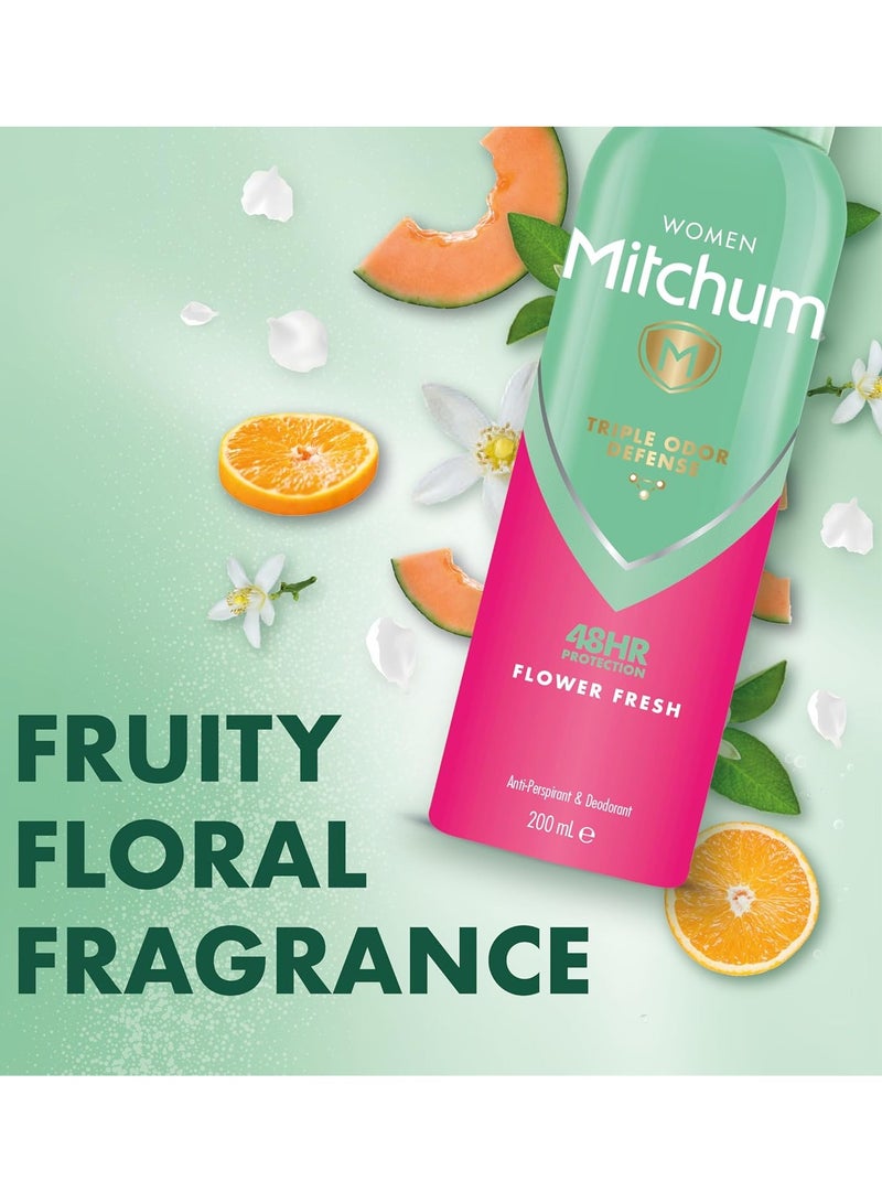 Mitchum Women Triple Odor Defense 48HR Protection Flower Fresh Antiperspirant And Deodorant 200 ML - Image 2