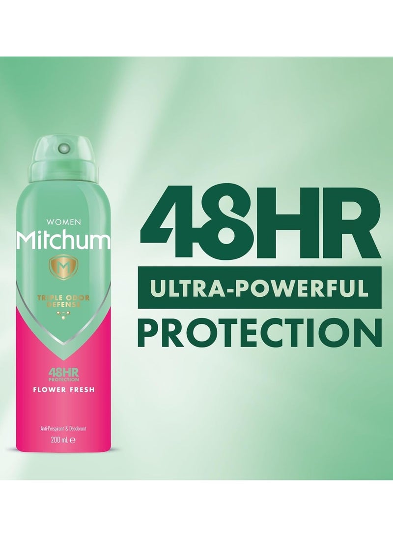 Mitchum Women Triple Odor Defense 48HR Protection Flower Fresh Antiperspirant And Deodorant 200 ML - Image 3