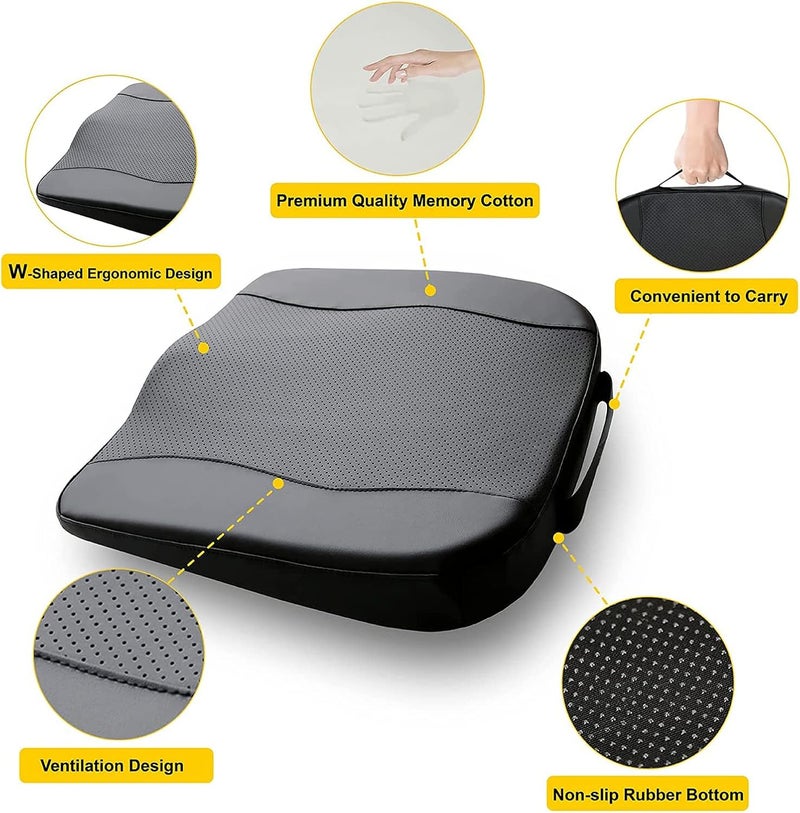 Memory Foam Car Seat Cushion for Sciatica & Lower Back Pain Relief - Black - Image 5