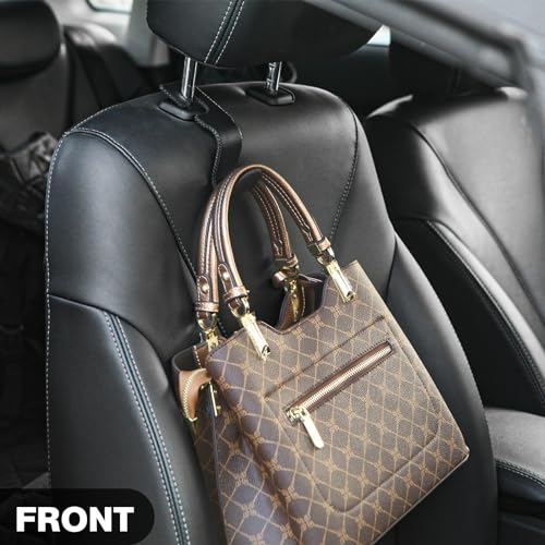 AMVOYOA UShaped Car Leather Hooks Car Purse Holder Headrest Hooks for Car Back Seat Organizer Elevate Your Travel ExperienceBeige - Image 5