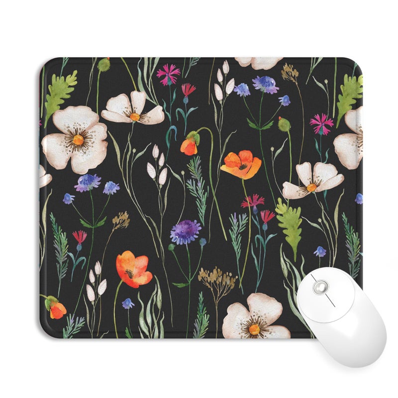 eulps Mouse Pad with Stitched Edge, Multiple Patterns Computer Mouse Pads with Non-Slip Rubber Base, Washable Cloth Mousepad, for Gaming, Laptop, PC (Wildflower Night) - Image 1