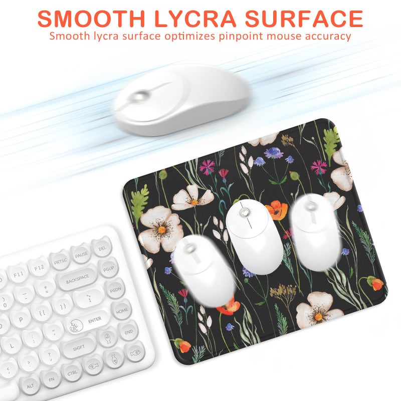 eulps Mouse Pad with Stitched Edge, Multiple Patterns Computer Mouse Pads with Non-Slip Rubber Base, Washable Cloth Mousepad, for Gaming, Laptop, PC (Wildflower Night) - Image 4