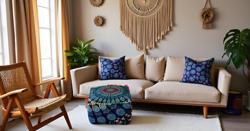 CRAFT KALA غطاء وسادة طاولة مربعة ذات تصميم هندي تقليدي من ، بحجم 16×16×14 بوصة، بلون الفيل الأزرق الغامق. - Image 2