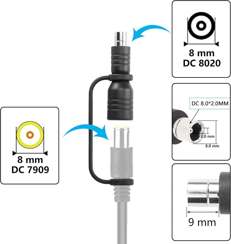 SinLoon DC7909 to DC8020 Adapter DC7909 Female to DC8020 Male Connector Adapterfor 100W 150W 180W 200W Solar Panel Compatible with Solar Power Station Explorer Series 15002 PCS - Image 3
