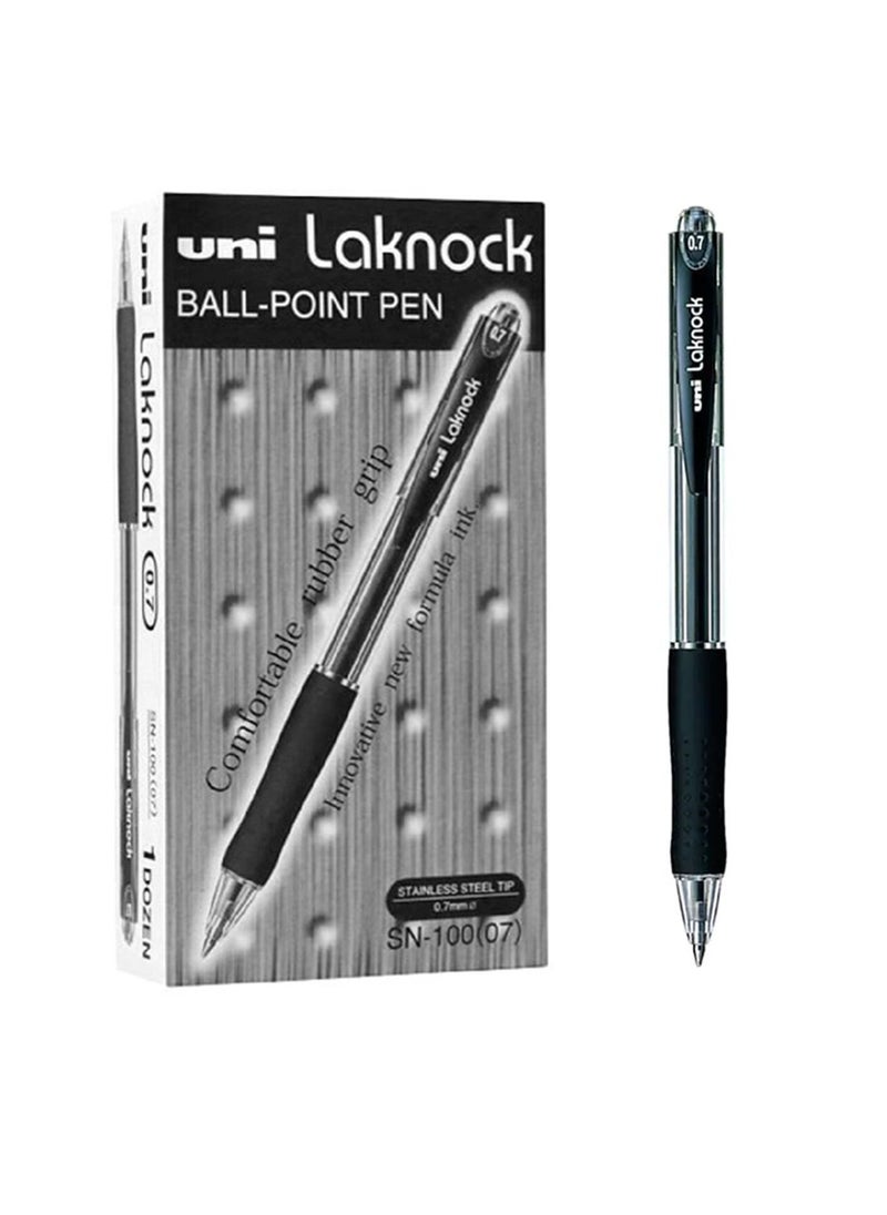 Uniball 12-Piece Laknock Ballpoint Pen 0.7mm Tip Black Ink  - Image 1
