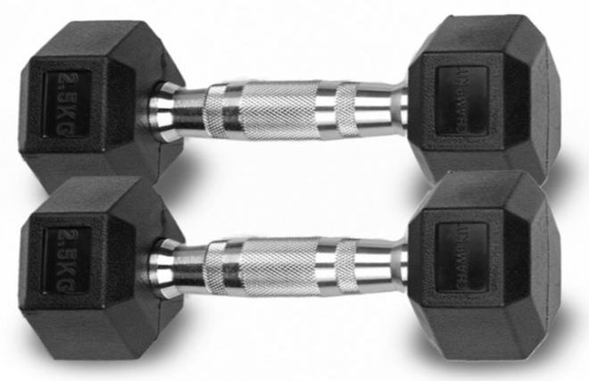 CHAMP KIT CHAMPKIT Rubber Hex Dumbbells set of pairs , for Exercises, Strength training equipment and Home gym accessories - Image 1