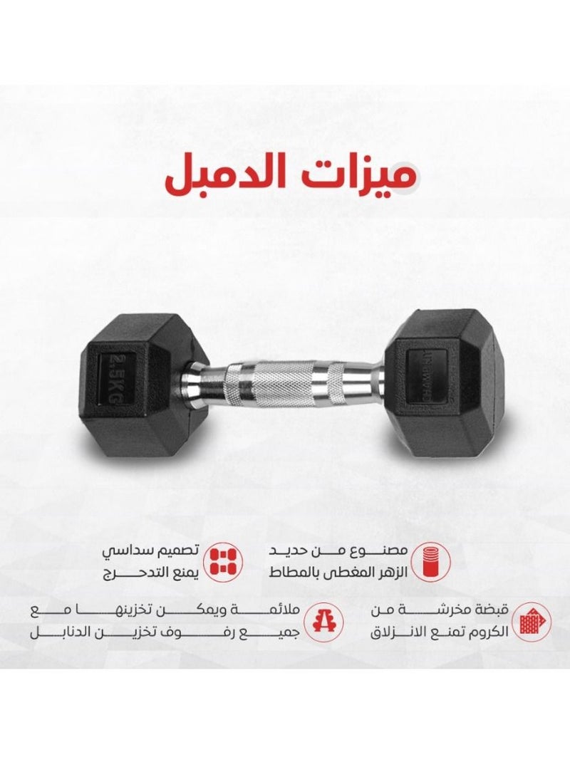 CHAMP KIT CHAMPKIT Rubber Hex Dumbbells set of pairs , for Exercises, Strength training equipment and Home gym accessories - Image 2