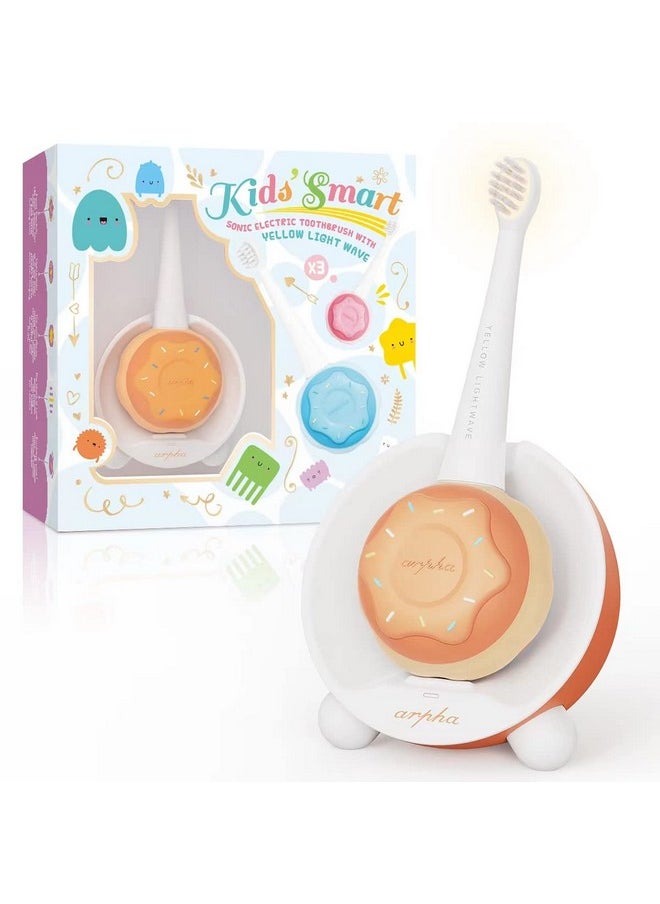 ARPHA - Kids Electric Power Toothbrush Age 1-4, Easy-Grip Silicone Handle, 3 Modes With 2 Minutes Smart Timer, Rechargeable Toothbrush, Orange - Image 1