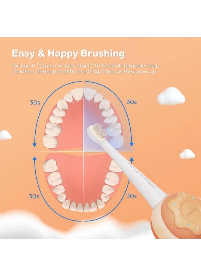 ARPHA - Kids Electric Power Toothbrush Age 1-4, Easy-Grip Silicone Handle, 3 Modes With 2 Minutes Smart Timer, Rechargeable Toothbrush, Orange - Image 1