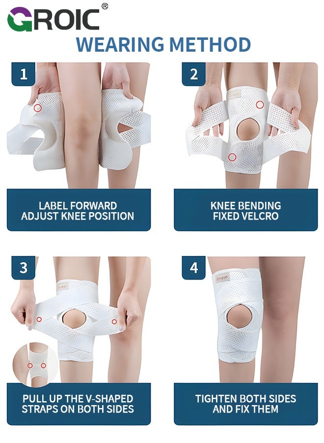 GROIC Knee Brace with Side Stabilizer, Knee Protector for Meniscus Torn Knee Pain ACL MCL Arthritis Injury Recovery, Sports Protective Equipment - Black - Image 5