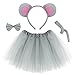Jmkcoz Kids Gray Mouse Costume Tutu Set Mouse Ear Headband Bowtie Tail Bow Tie Animal Fancy Dress Costume Kit for Boys Girls Halloween Cosplay Party Decoration - Image 3