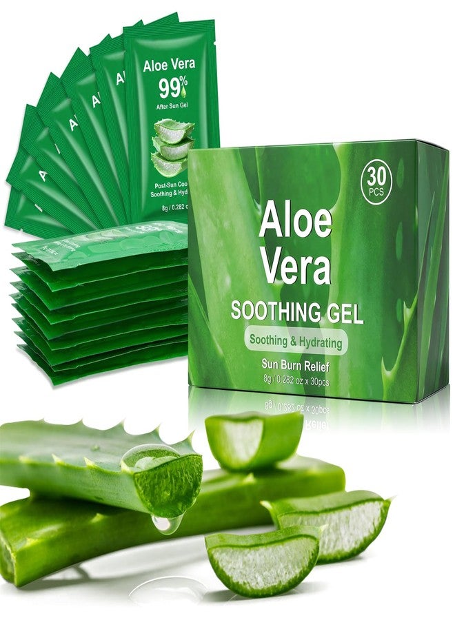 Jutqut 30 Packs Aloe Vera Gel Sachet - 99% Organic Aloe Vera Juice for Face & Body, Deeply Hydrating & Calming, Fast Absorbing, Refreshing Non-Greasy, Sunburn Relief & After-Sun Care - Image 1