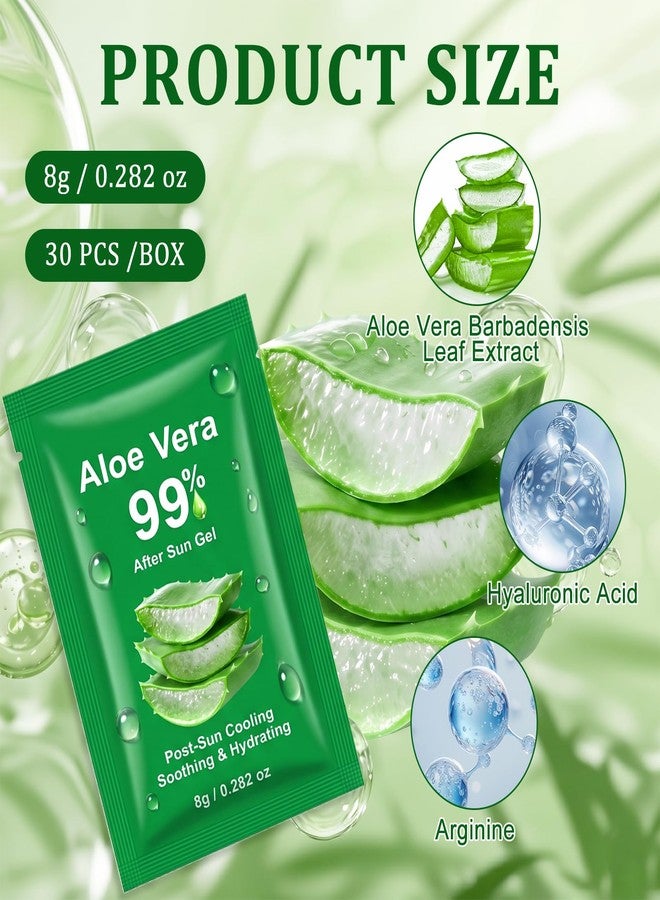 Jutqut 30 Packs Aloe Vera Gel Sachet - 99% Organic Aloe Vera Juice for Face & Body, Deeply Hydrating & Calming, Fast Absorbing, Refreshing Non-Greasy, Sunburn Relief & After-Sun Care - Image 3
