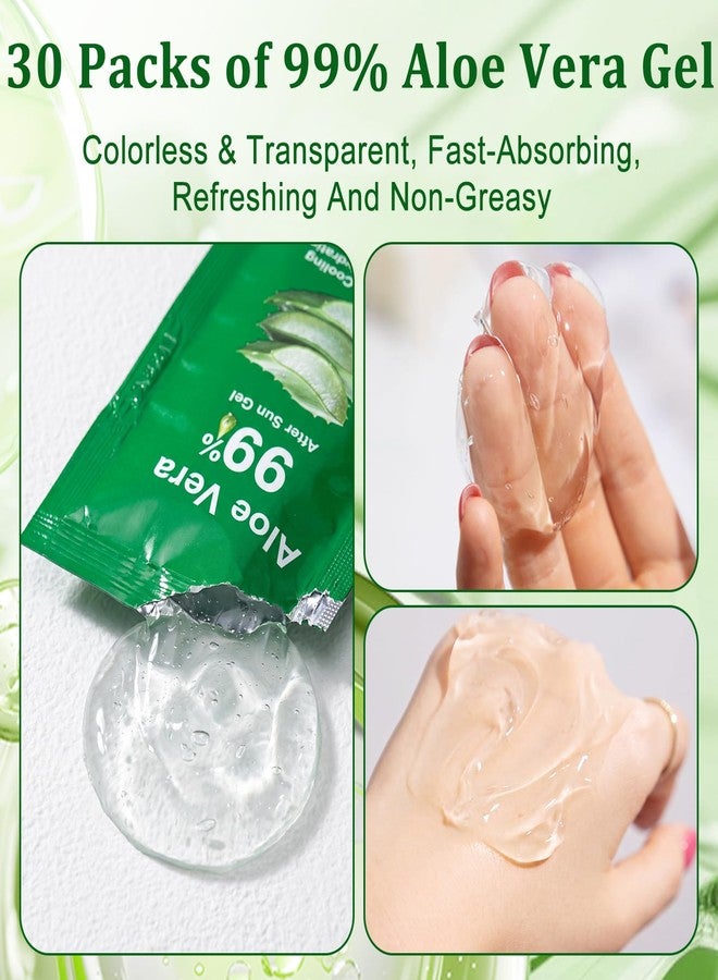 Jutqut 30 Packs Aloe Vera Gel Sachet - 99% Organic Aloe Vera Juice for Face & Body, Deeply Hydrating & Calming, Fast Absorbing, Refreshing Non-Greasy, Sunburn Relief & After-Sun Care - Image 2