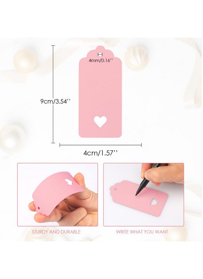 jijAcraft 100Pcs Gift Tags With String, Hollow Heart Tags, Pink Kraft Paper Tags, Blank Heart Shaped Gift Tags For Valentine'S Day, Wedding, Baby Shower, Birthday Party Favors, Gift Wrap Tags  - Image 2