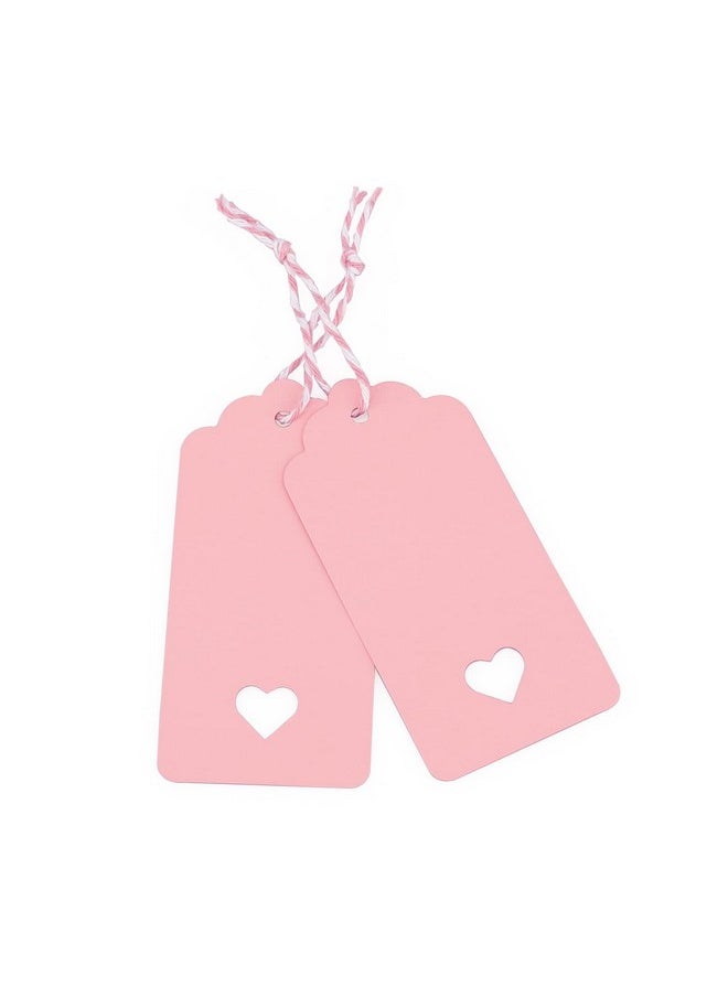 jijAcraft 100Pcs Gift Tags With String, Hollow Heart Tags, Pink Kraft Paper Tags, Blank Heart Shaped Gift Tags For Valentine'S Day, Wedding, Baby Shower, Birthday Party Favors, Gift Wrap Tags  - Image 3