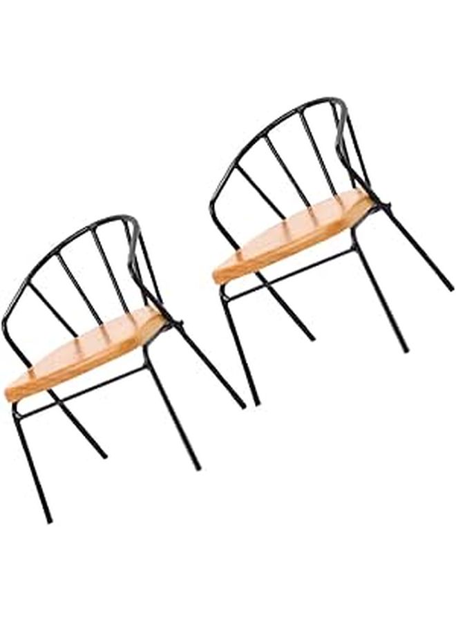 2Pcs Black Wooden Miniature Dollhouse Chairs Mini Furniture for Doll House Decor - Image 1