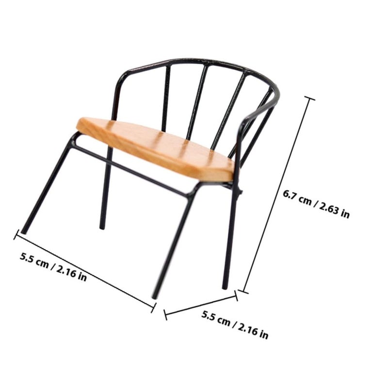 2Pcs Black Wooden Miniature Dollhouse Chairs Mini Furniture for Doll House Decor - Image 3
