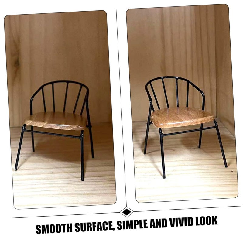 2Pcs Black Wooden Miniature Dollhouse Chairs Mini Furniture for Doll House Decor - Image 5