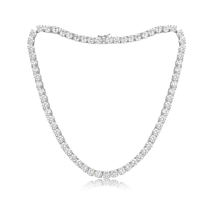 Gemsme 6mm Tennis Necklaces for Women/Men - 18K White Gold Plated 4 Pong Setting Round Cubic Zirconia Classic Diamond Tennis Chain, Ladies Tennis Necklace Size 16 inch - Image 1