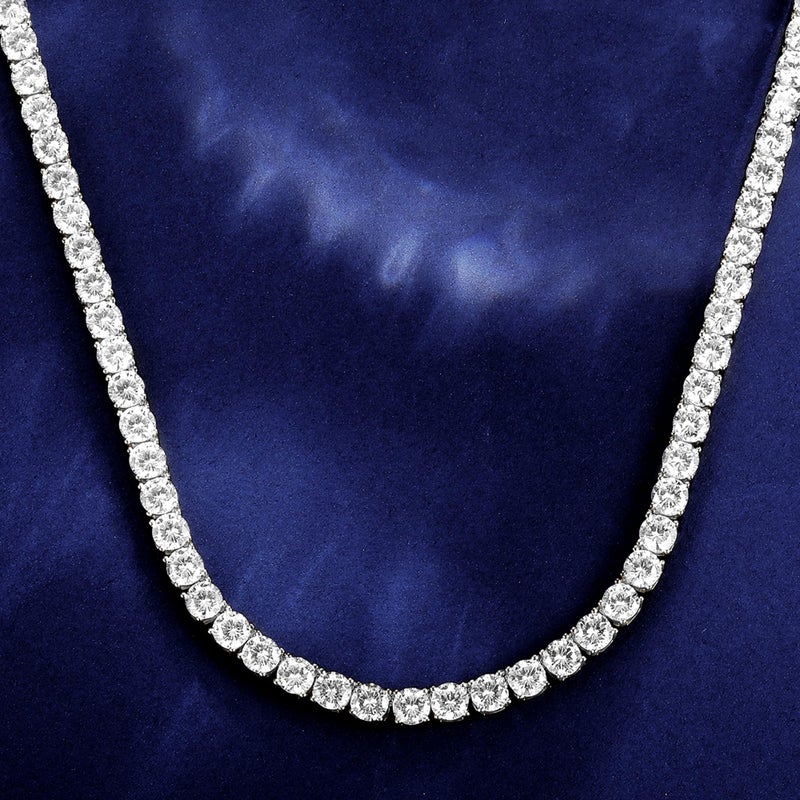 Gemsme 6mm Tennis Necklaces for Women/Men - 18K White Gold Plated 4 Pong Setting Round Cubic Zirconia Classic Diamond Tennis Chain, Ladies Tennis Necklace Size 16 inch - Image 4