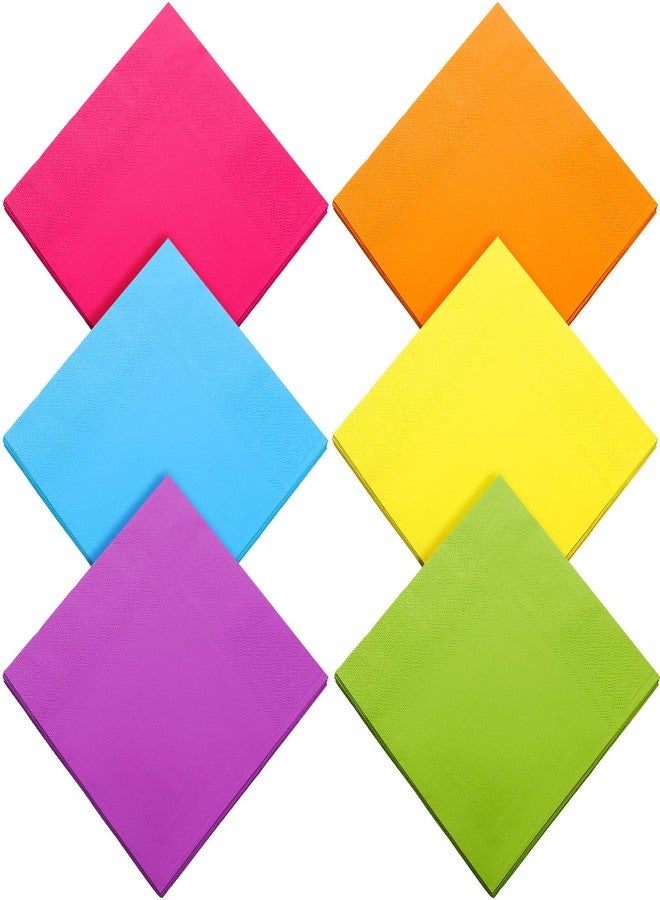 Sherr 240 Pcs Multicolor Lunch Napkins Disposable Rainbow Party Supplies Neon Pastel Paper Cocktail Beverage Napkins 2 Ply for Birthday Pride Fiesta, 13x13 Inch (Fresh Color) - Image 1