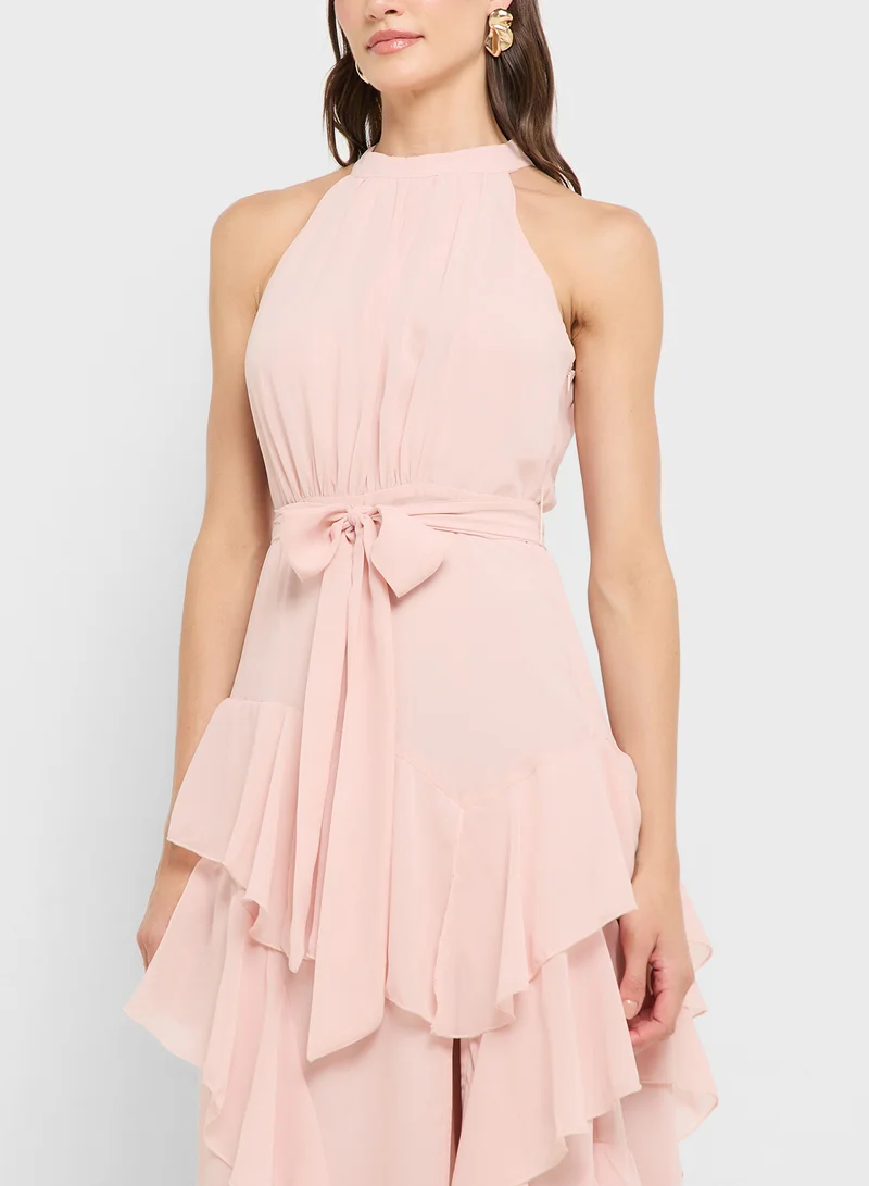 Style Cheat Ruffled Chiffon Maxi Dress