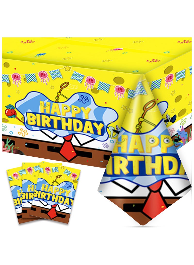 ILovhaprty 3pcs SpongeBob Birthday Party Supplies - 42" x 70" SpongeBob Tablecloth, SpongeBob Tablecloth for Boys/Girls Children's SpongeBob Birthday, SpongeBob Themed Party Supplies - Image 1