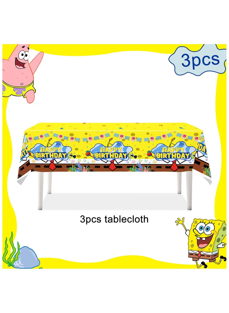 ILovhaprty 3pcs SpongeBob Birthday Party Supplies - 42" x 70" SpongeBob Tablecloth, SpongeBob Tablecloth for Boys/Girls Children's SpongeBob Birthday, SpongeBob Themed Party Supplies - Image 2
